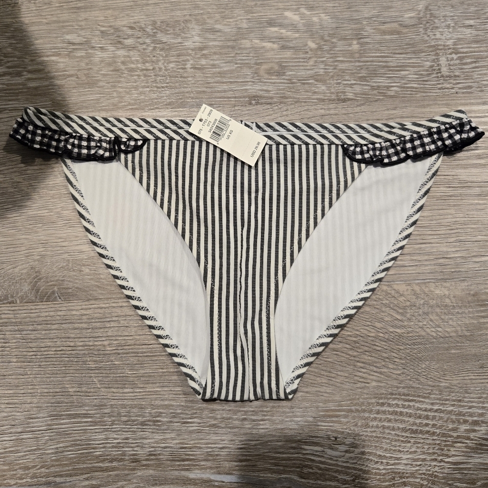 Striped Ruffle Bikini Bottoms